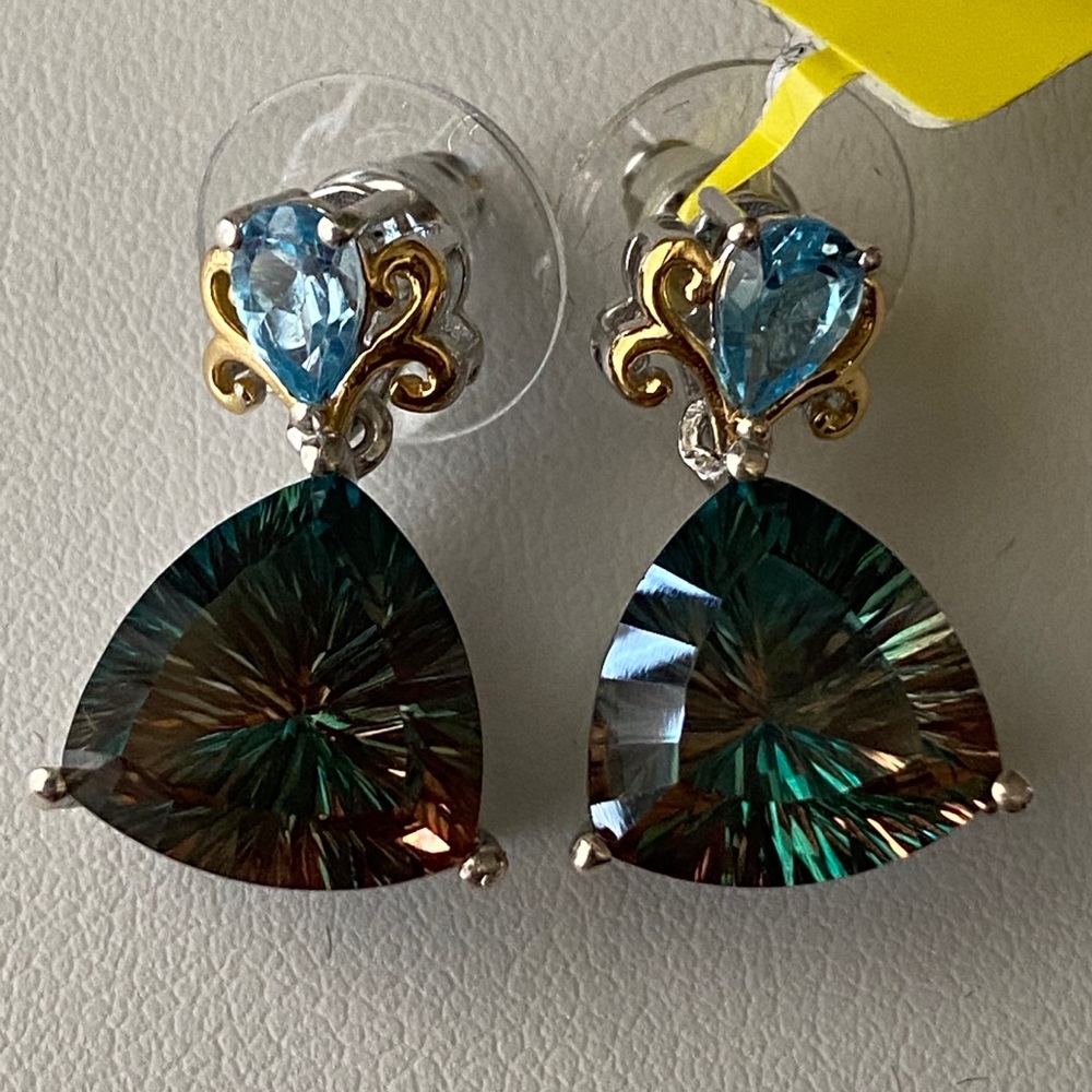 Swiss Blue Topaz/Aqua Terra Costa Quartz Earrings